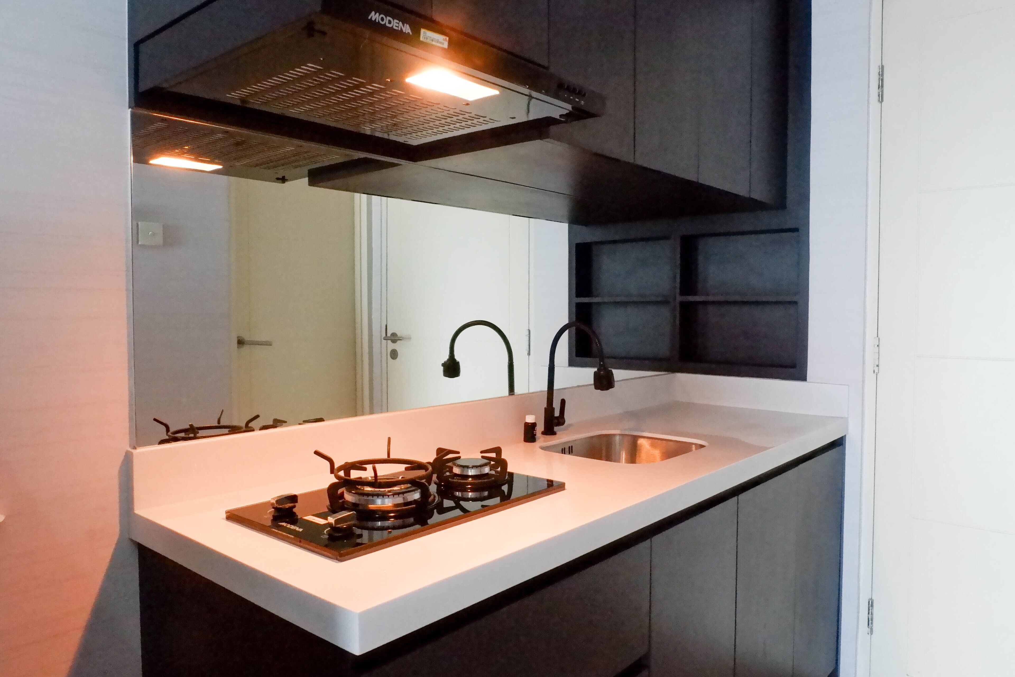 Fridge, stovetop, cookware/dishes/utensils