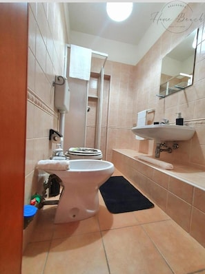 Apartment, 1 Bedroom, Smoking, Balcony | Bathroom - Black Suite With Terrace, sea View Located in the Center (Margherita di Savoia)