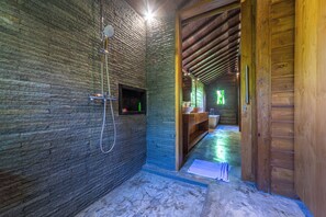Bathtub, hair dryer, towels, soap