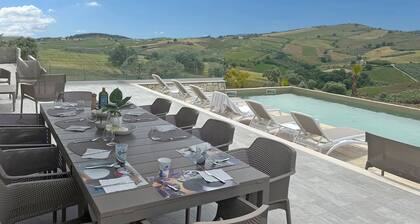 Modern villa with pool, sea and country views