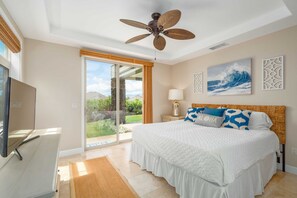 4 bedrooms, desk, iron/ironing board, travel cot