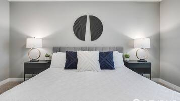 4 bedrooms, desk, iron/ironing board, travel crib