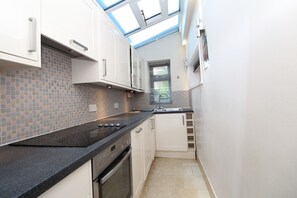 Fridge, microwave, stovetop, electric kettle