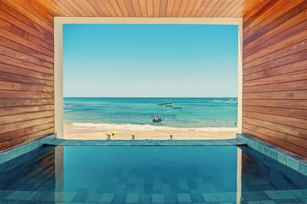 Quarto Luxo Vista Mar com Piscina Particular | 迷你吧、客房内保险箱、笔记本电脑工作区、免费 WiFi