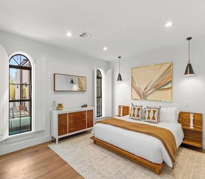 5 dormitorios, ropa de cama hipoalergénica, escritorio