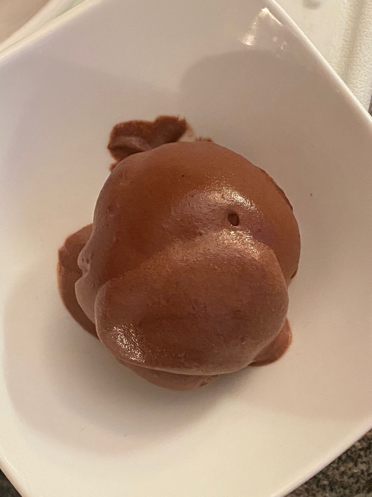 A dessert on a white plate.