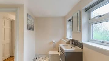 Bathtub, hair dryer, towels