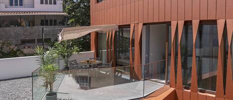 Design-Apartment, 1 Queen-Bett und Schlafsofa | Aussenbereich