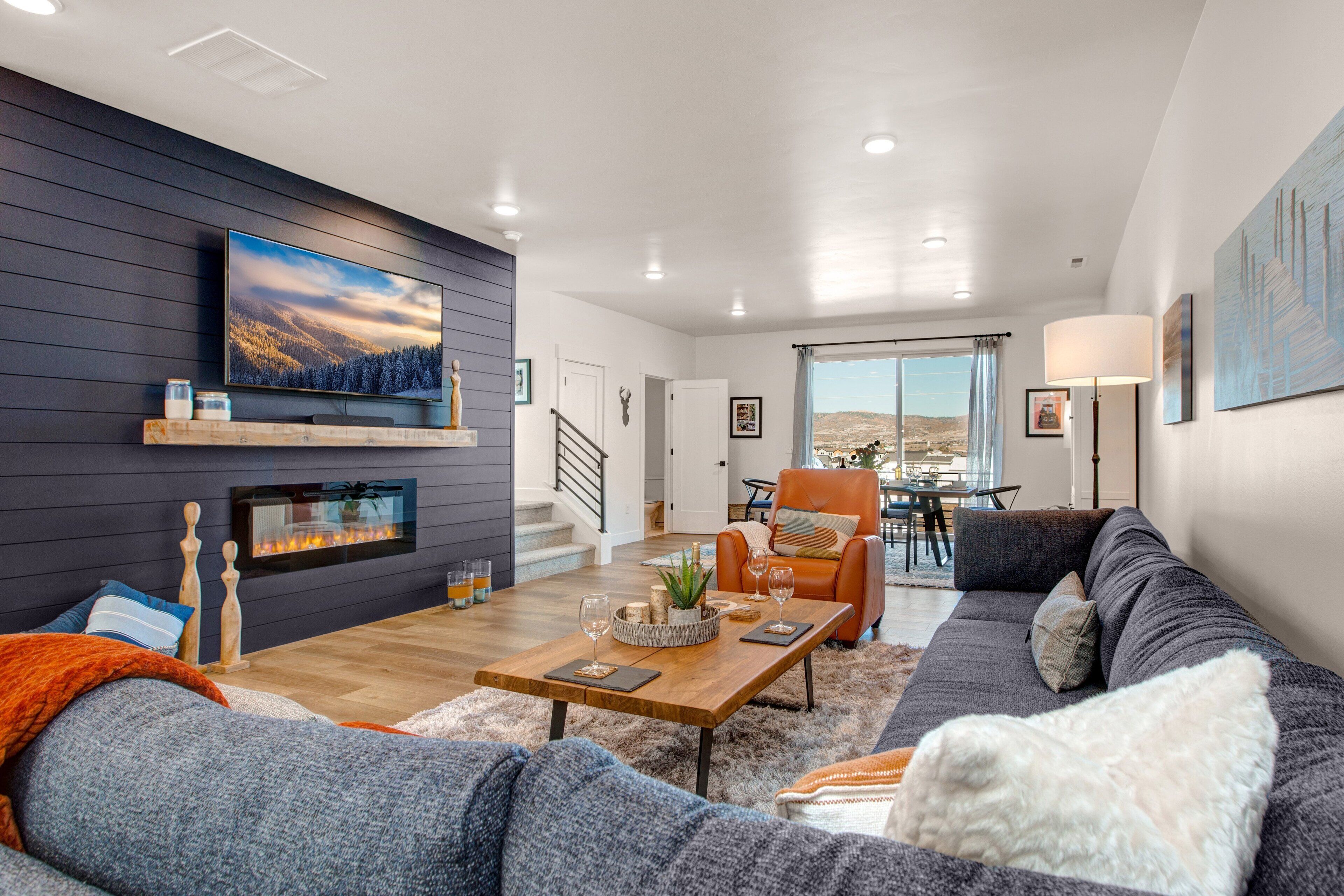 TV, fireplace, computer monitors, printers