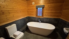 Bañera, secador de pelo y toallas