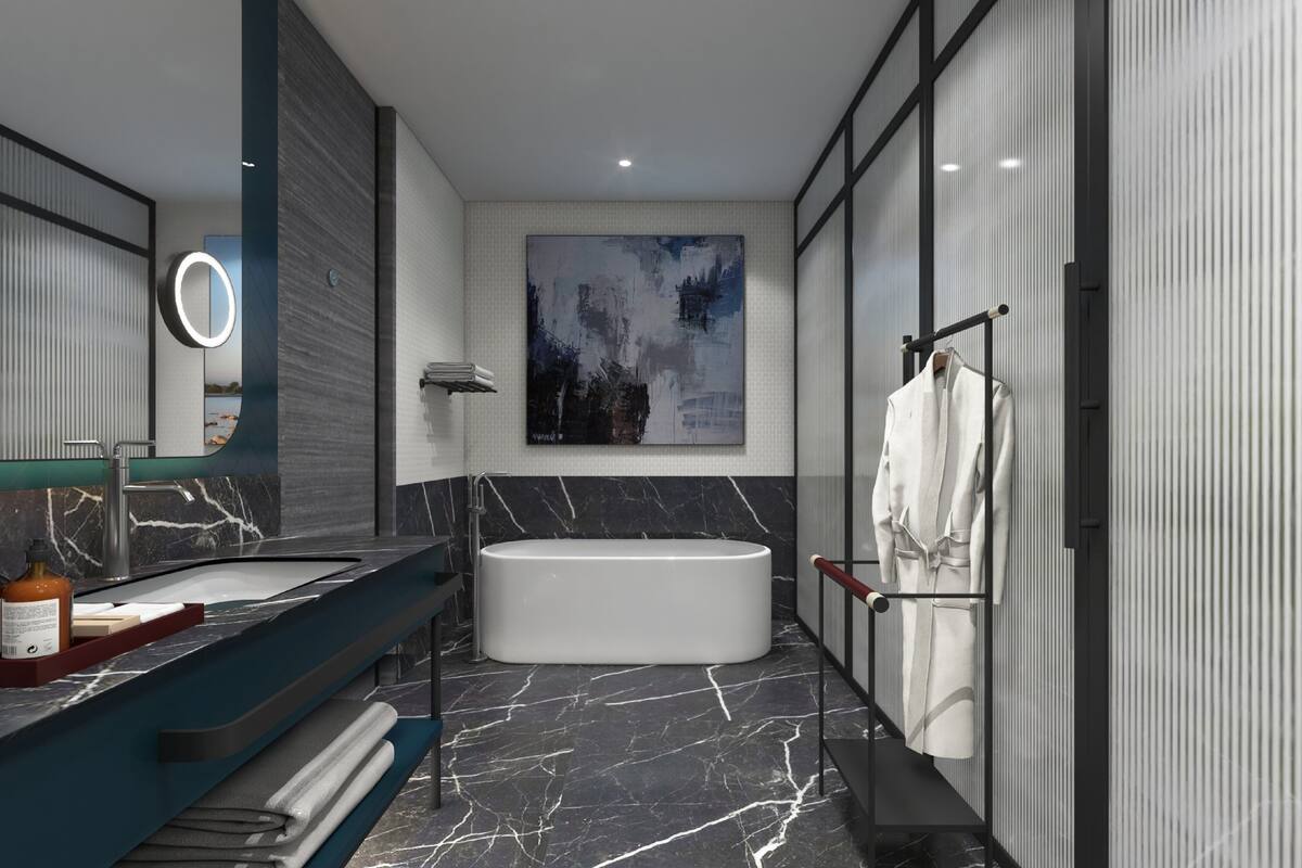 Hair dryer, bathrobes, slippers, bidet
