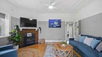 TV, fireplace, offices