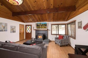 TV, caminetto, studio