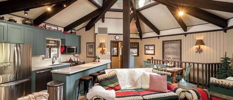 Télévision, cheminée, lecteur de DVD, espaces bureaux