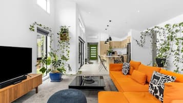 TV, caminetto, studio