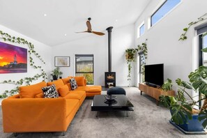 TV, fireplace, offices