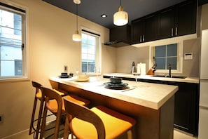 Fridge, microwave, dishwasher, coffee/tea maker