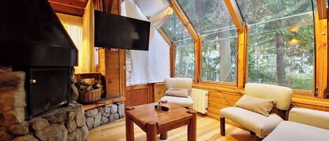 Smart TV y chimenea