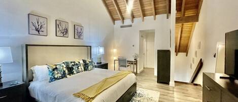 1 bedroom, desk, iron/ironing board, travel crib