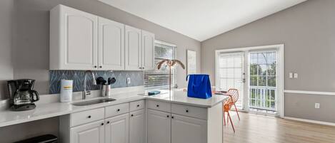 Fridge, microwave, oven, dishwasher