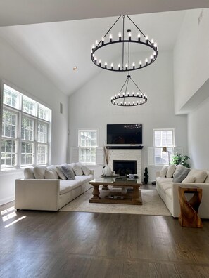 Smart TV, fireplace, video games, computer monitors