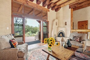 TV, caminetto, studio