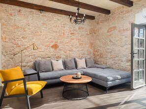 TV, fireplace - Wonderful private villa with A/C, WIFI, private pool, TV, terrace, pets allowed and panoramic view (Vodice)