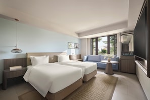 Ropa de cama de alta calidad, colchones con acolchado adicional, minibar