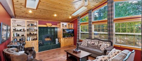 TV, fireplace, video games, offices