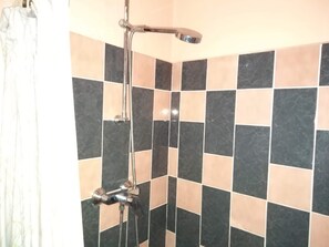 Bathtub, hair dryer, bidet
