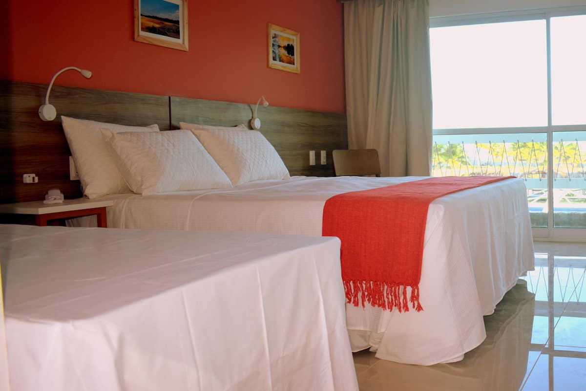 Hypo-allergenic bedding, pillow-top beds, in-room safe