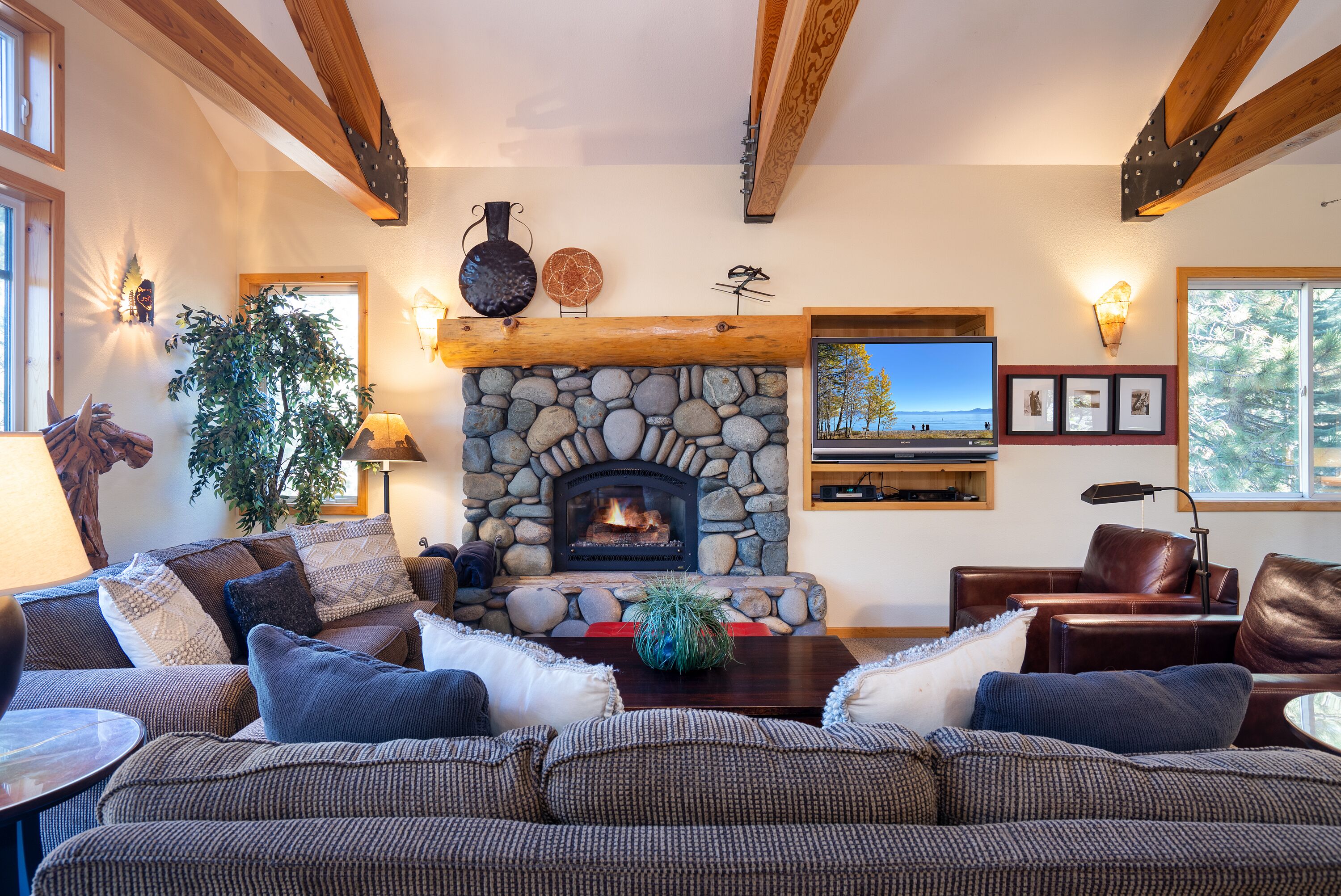 Televisión y chimenea 