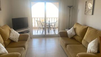 Una Smart TV, un reproductor de DVD, libros