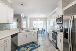Fridge, microwave, oven, stovetop - Family Fun Awaits: The Sweet & Salty Coastal-Casual Haven with Inviting Pool! (Pensacola)