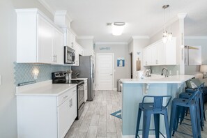Fridge, microwave, oven, stovetop - Family Fun Awaits: The Sweet & Salty Coastal-Casual Haven with Inviting Pool! (Pensacola)