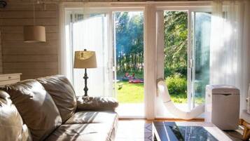 Smart TV, chimenea y estéreo