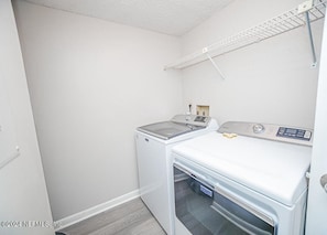 Convenient laundry facilities are available for guest use.
