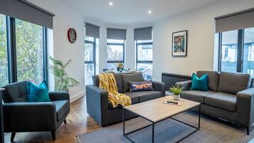 Premier Apartment, 2 Bedrooms, City View | Living area | 40-inch Smart TV with satellite channels, TV