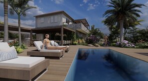 Pool - Modern, one bedroom Villa 50 ft from the beach (St Jean)
