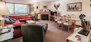 TV, fireplace