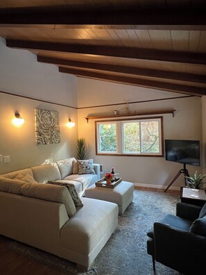 Smart TV y chimenea 