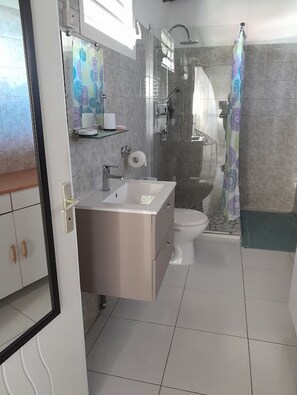 Dusche, Handtücher, Toilettenpapier