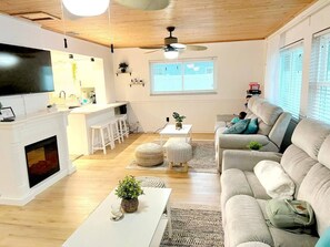 Fernseher, Kamin, Arbeitsbereiche