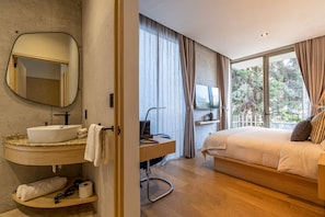 Premium bedding, down comforters, Select Comfort beds, in-room safe