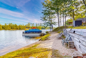 Image of Stunning lakefront home with private dock, deck, firepit, and lake view