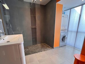 Shower, hair dryer, towels - Spacious two bedroom apt with a large private roof terrace with panoramic view (Antibes)