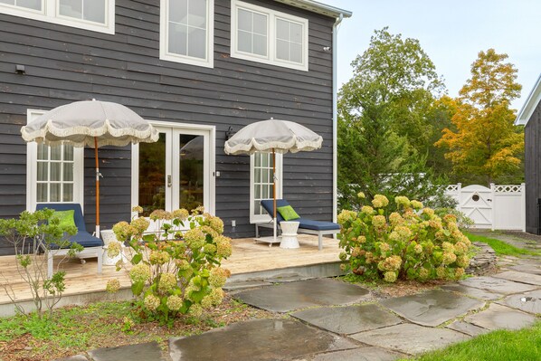 Terrace/patio - Botanical Hideaway: Gorgeous Home w/ Hot Tub & Sauna (saugerties)