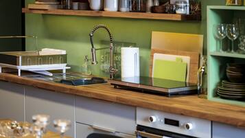 Apartment | Private kitchen | Full-size fridge, microwave, stovetop, dishwasher