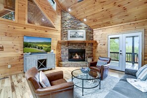 Smart TV, fireplace, video games, stereo