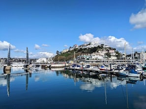 Enjoy waterfront views of the marina and surrounding landscape from the hilltop.